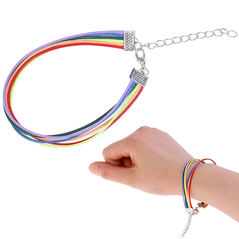 1 шт. модный браслет из искусственной кожи женский мужской веселый Радужный