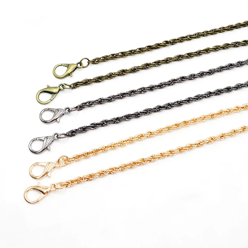 20pcs 60cm Metal Chain Handle with Buckle for Handbag Purse DIY Clasps Shoulder Straps Bag Parts Accessories