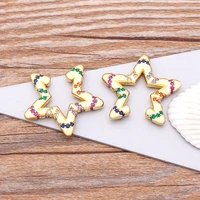 hot sale star shape ear cuffs clip on earrings for women without piercing copper zircon ear clip earrings 4 colors choice