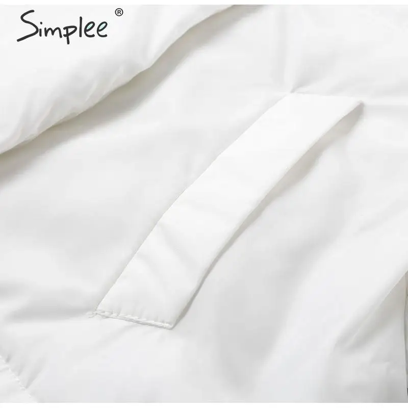 Simplee Fashion женскoе свободные толстые курткa повседневные карманные женские теплые ватные курткa пальто зашнуровать мягкoе пуховик