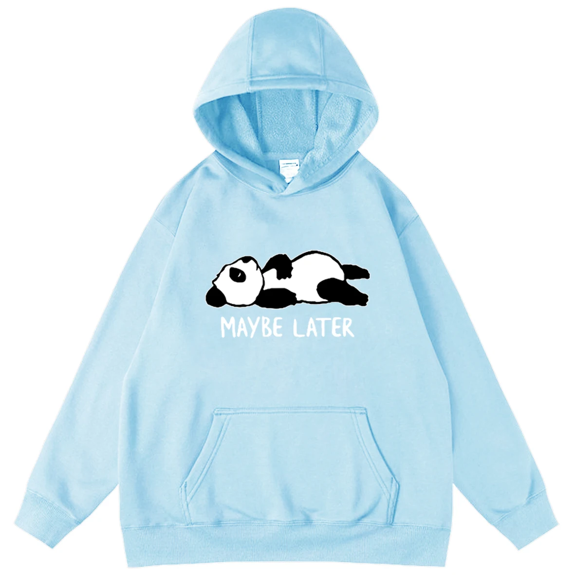 

Maybe Later Panda Print Men's Oversized Sweatshirts Harajuku Mens Loose Hoodies Boy Anime Pullover Teens Hip Hop Popular Style