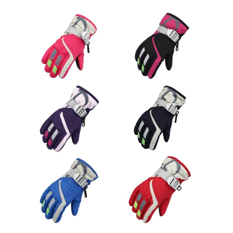 

Children Boys Girls Winter Warm Windproof Sports Ski Gloves Breath Adjustable