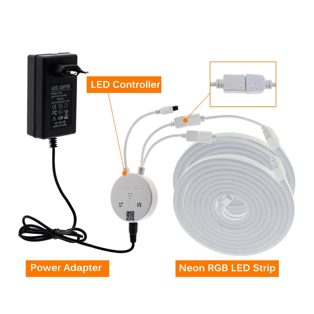 Комплект неоновых светодиодных лент RGB DC 24 В SMD 2835 с пультом дистанционного