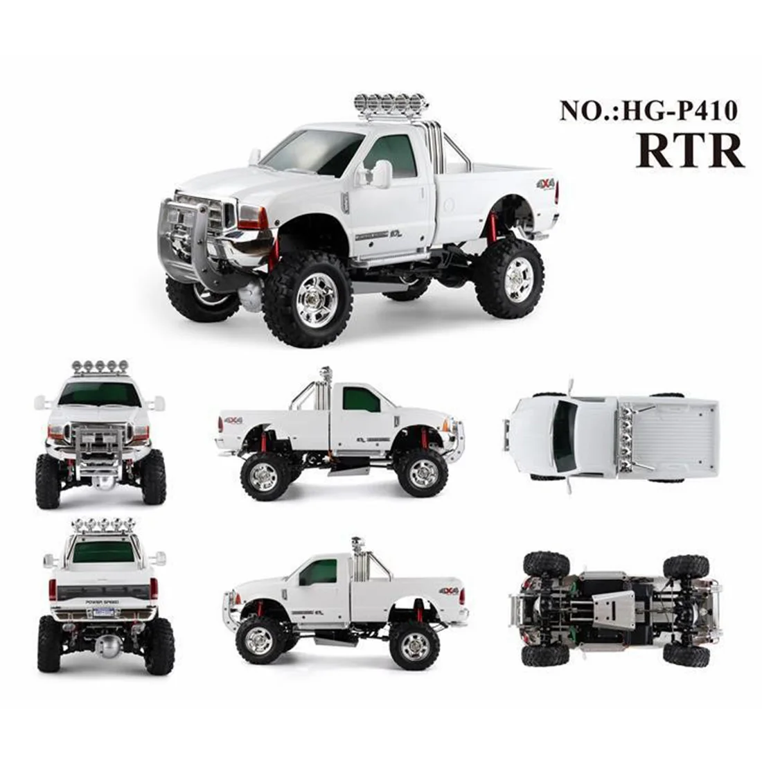 

HG-P410 1/10 4WD 2.4G 30KM/H RC Car Remote Control Truck RC Model Car Toy For Children Education Toys Birthday Gift- White Black