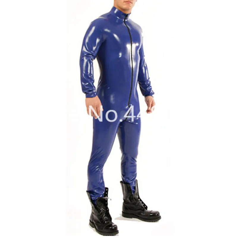 

High Quality Handmade 100% Nature Latex Rubber Jumpsuit With Front Zip Males' Long Sleeve Bodysuit Custom Made (No Sock)