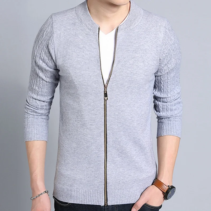Men's Zipper Open Front Cardigan Sweater Jacket Style Sweaters Knitwear Warm Sweatercoat Cardigans Men Clothing J660