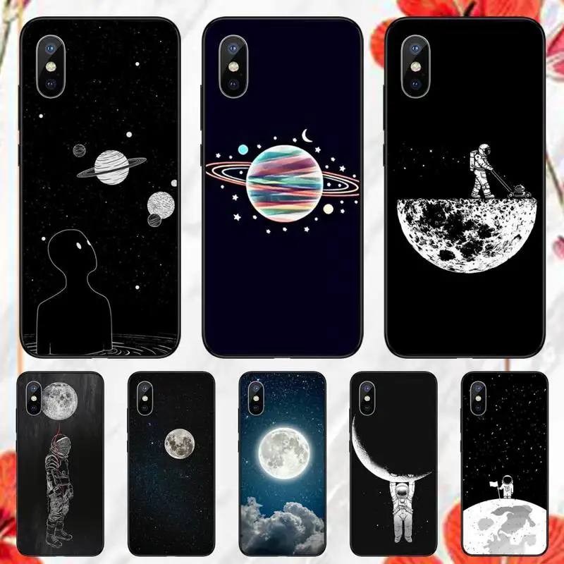 

New Space Astronaut Cartoon Phone Case for iPhone 11 12 13 pro XS MAX 8 7 6 6S Plus X 5S SE 2020 XR mini