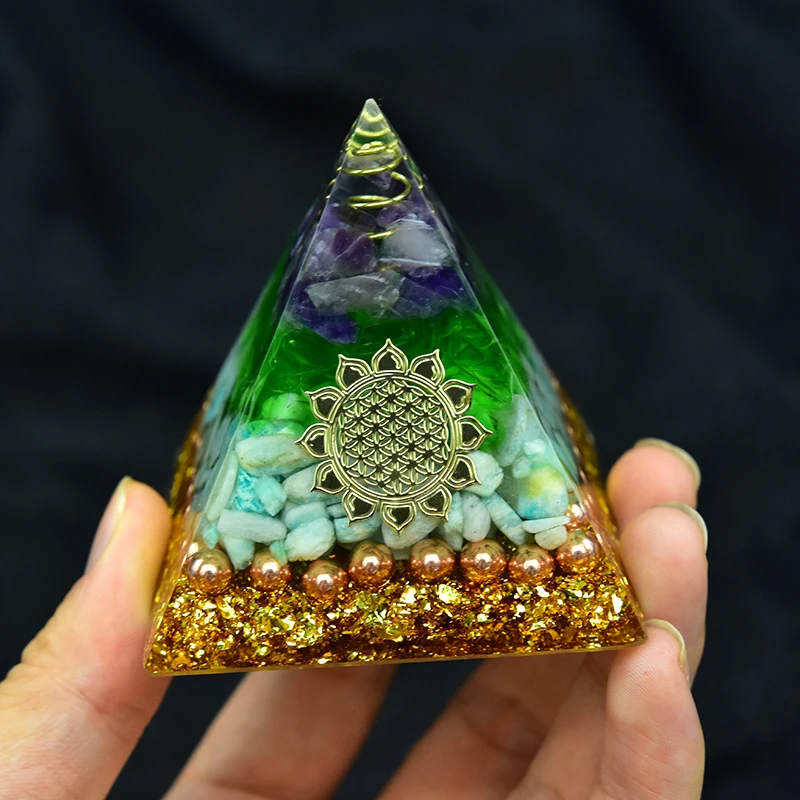 Reiki Healing Orgonite Pyramid Energy Converter Orgone Accumulator Stone That Changes The Magnetic Field Of Life Process Resin