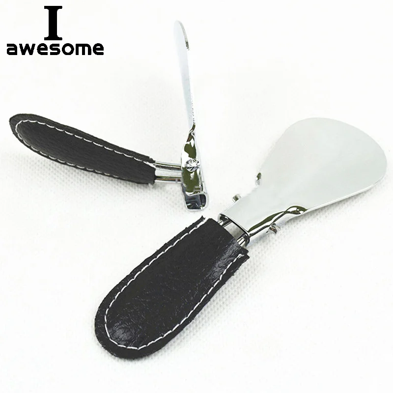 

Easy Carry Folding Shoehorn Metal Durable Stainless Steel Faux Leather Portable Fashion Mini Shoe Horns Accessories Keychain