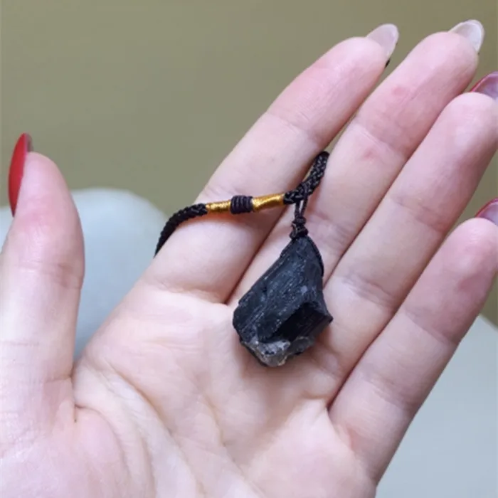 Подвеска из натурального черного турмалина в стиле ретро ювелирное изделие с