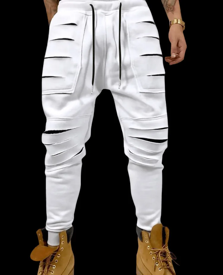 

Spring and summer men's trousers high street hip-hop trousers trend slim personality all-match broken pants