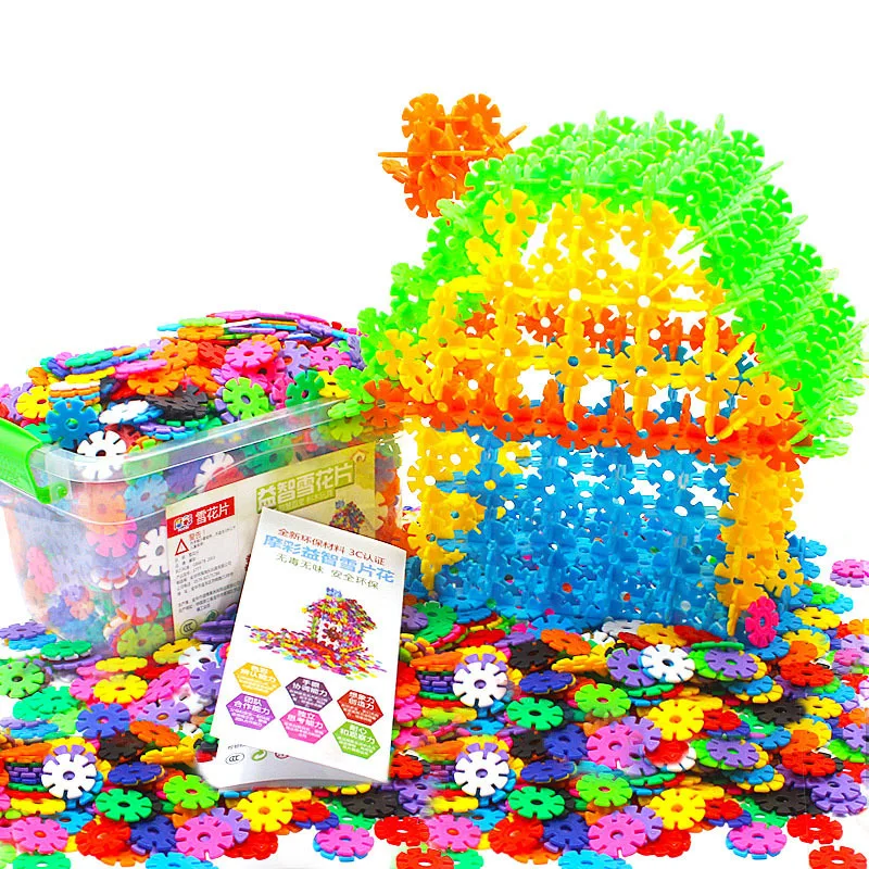 

Children's Plastic Snowflake 3D Puzzle 600pcs Building Model DIY Early Education Puzzle Assembled Building Block Toy Gift