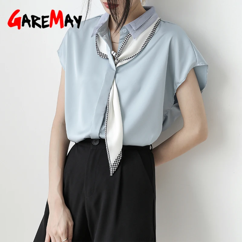 Элегантные белые женские блузки новый летний топ с коротким рукавом шифоновые