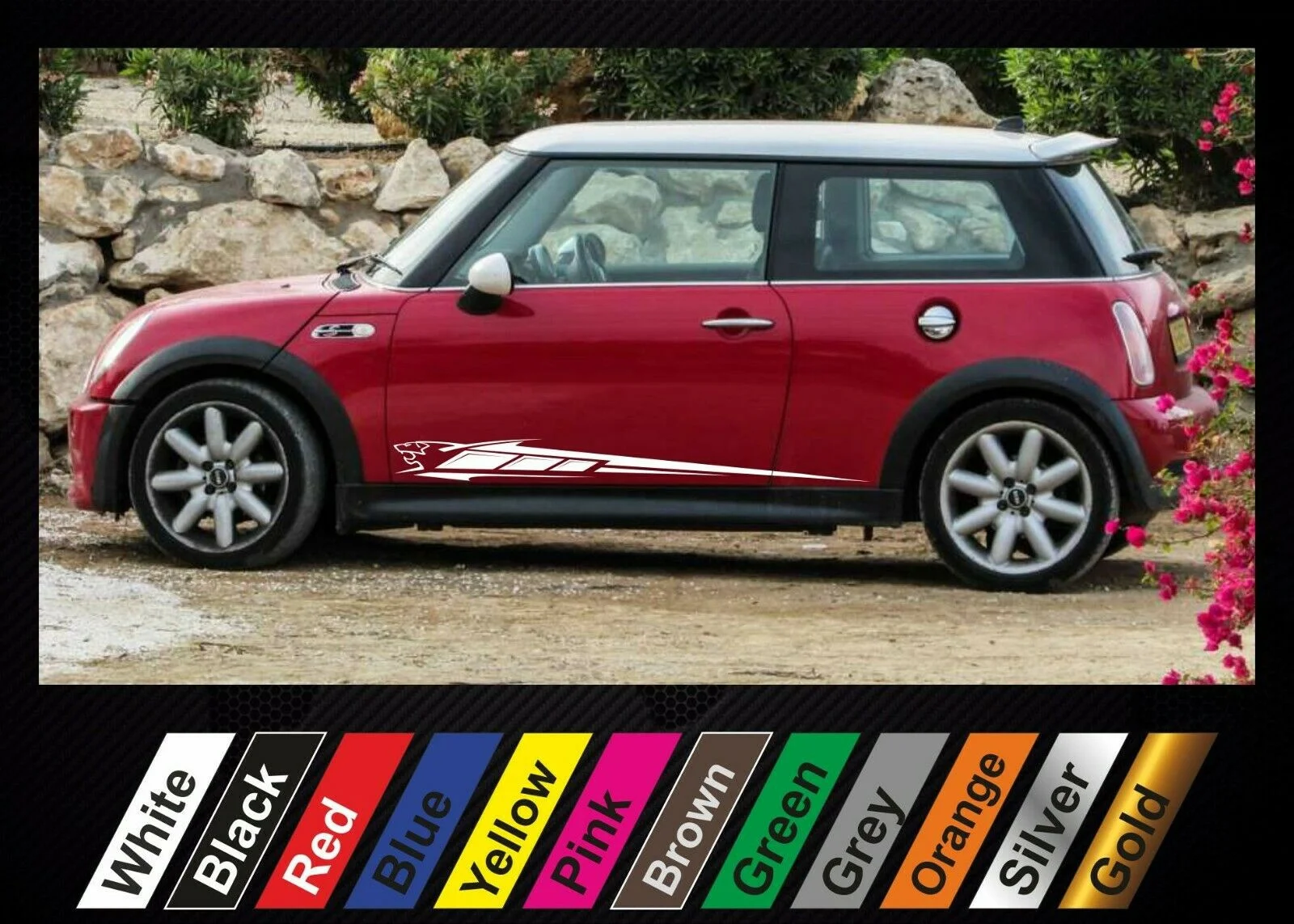 

For x2 stickers Mini Cooper graphics side stripe decal sticker #17