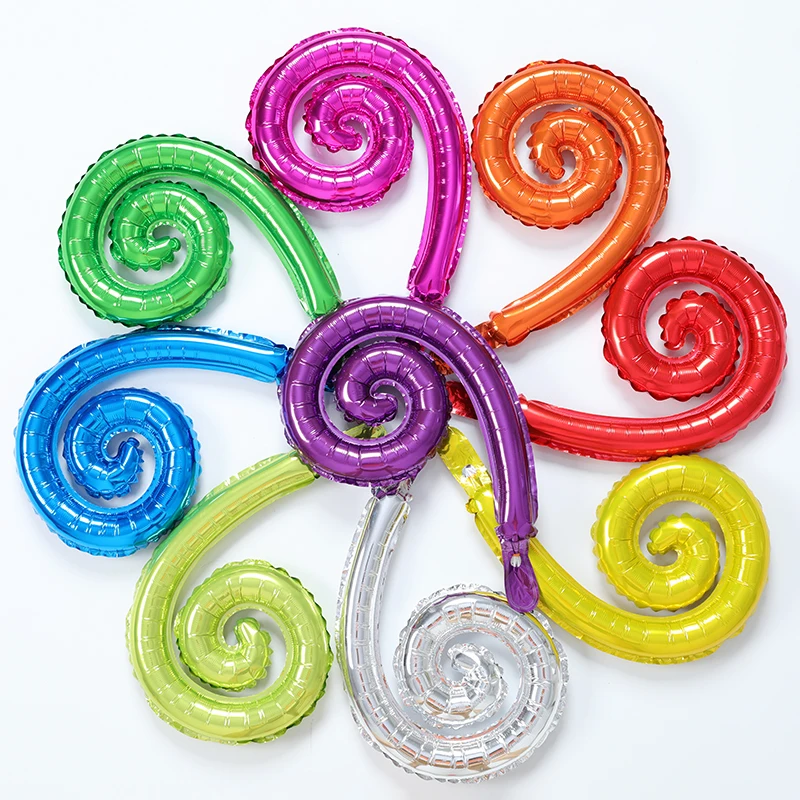 

50 pcs Colorful Spiral Wave Curve Foil Balloons Family Birthday Party Wedding Decoration Wall Stickers Inflatable Toys Balloons