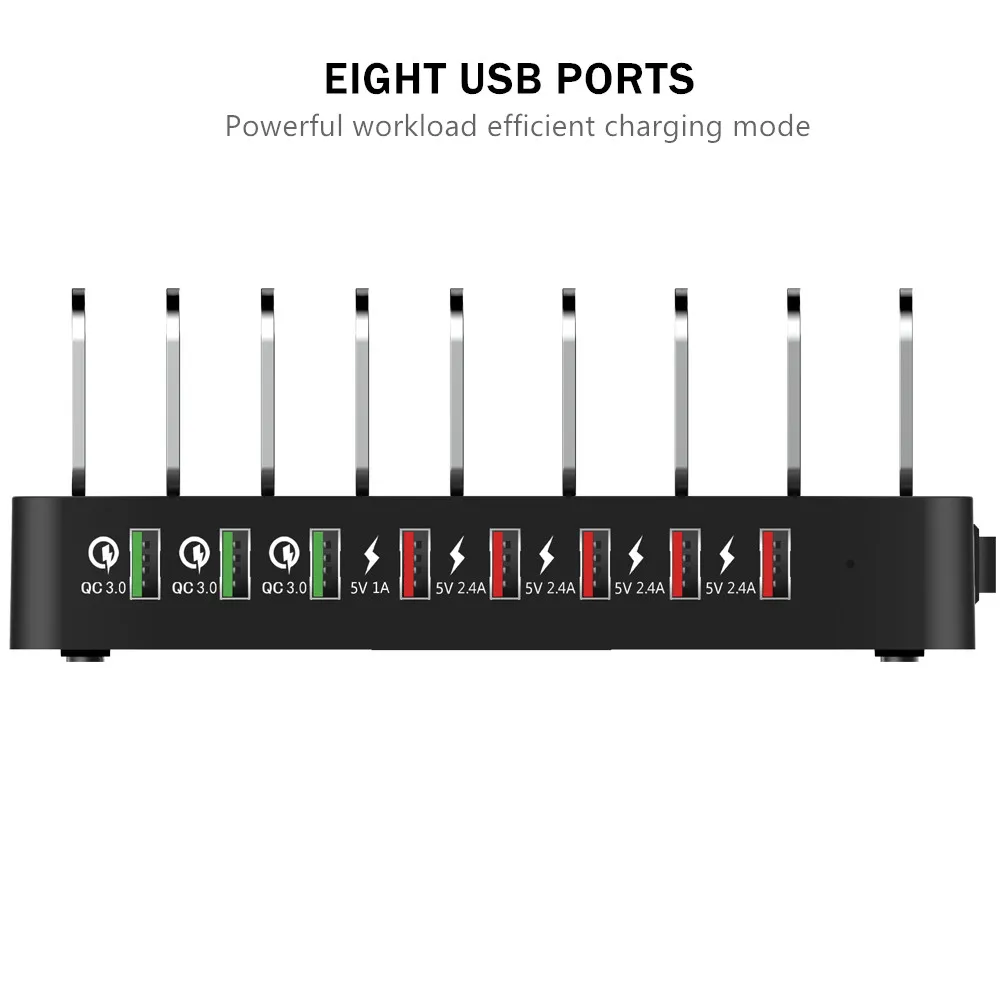 Зарядное устройство с 8 USB-портами 110/96 Вт для iPhone 12 12pro X быстрая зарядка 3 0