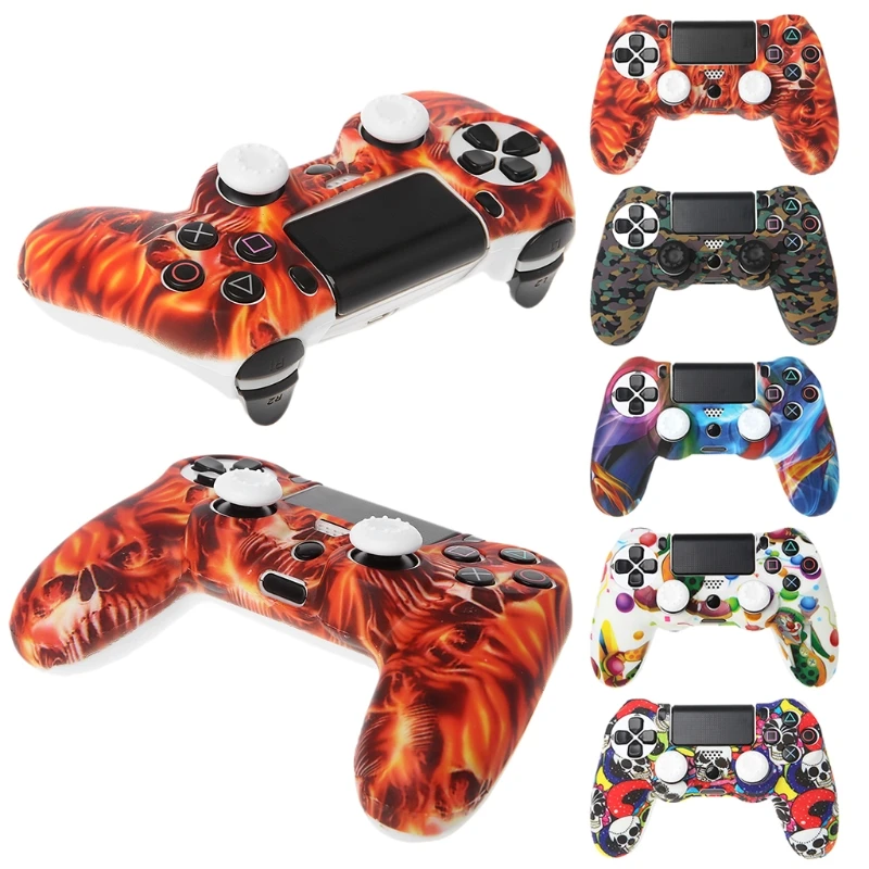 

Silicone Gamepad Skin Grip Cover Protector Case + 2 Kit For PS4 Controller qiang