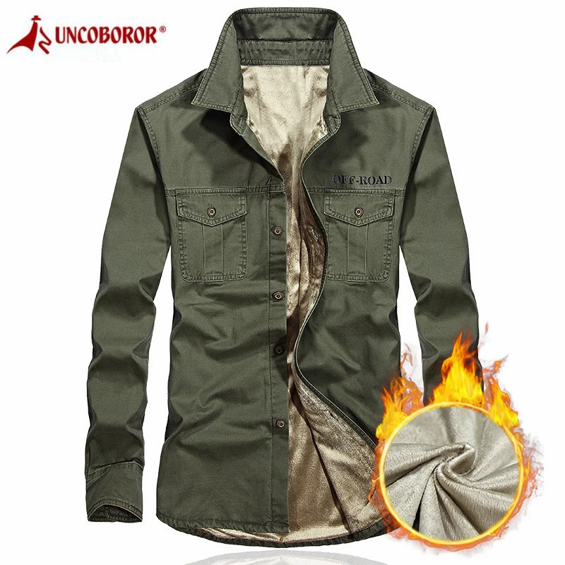 Зимние флисовые мужские рубашки с подкладкой из 100% хлопка повседневные длинным