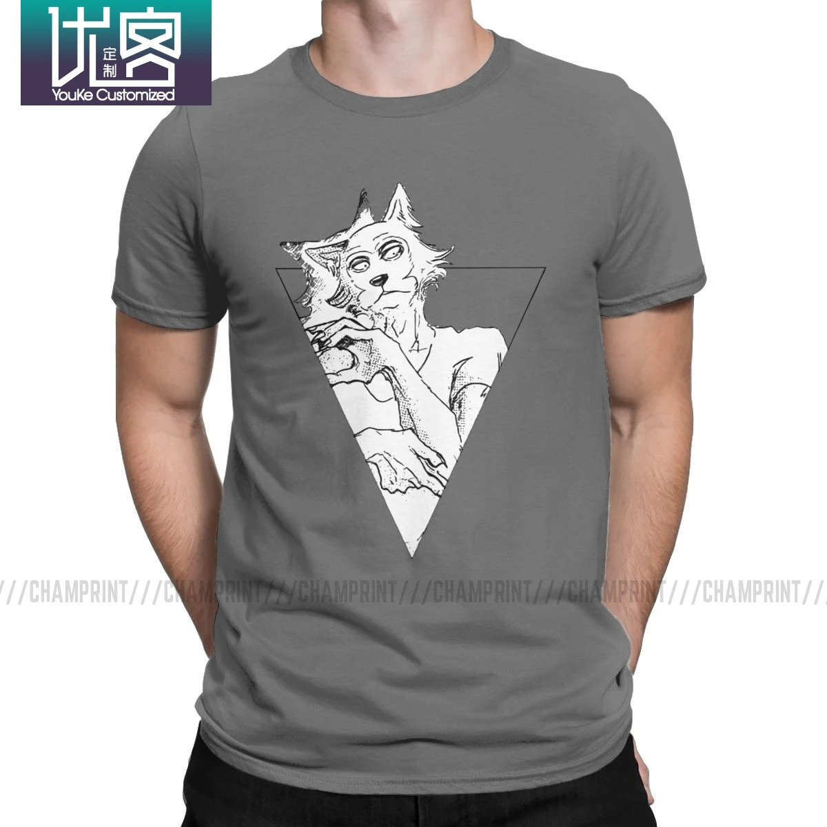 Мужская футболка с треугольниками из аниме Beastars хлопковая одежда изображением