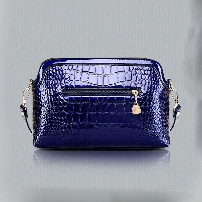Крокодиловая лакированная кожа черная Модная Сумка ракушка женские сумки