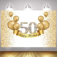 gold 50th photo backdrop lady men happy birthday party decoration dot light balloon diamond photography backgrounds banner