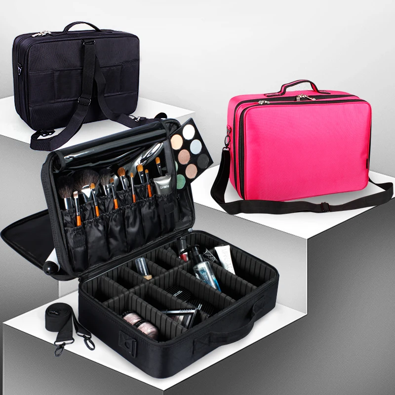 

PU Leather Professional Cosmetic Case Brand Cosmetic Storage Box New Travel Makeup Organizer Beauty Nail Tool Suitcase For Women