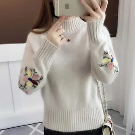 Высокое качество женский 2019 свитер с высоким воротом Женский Топ длинный рукав