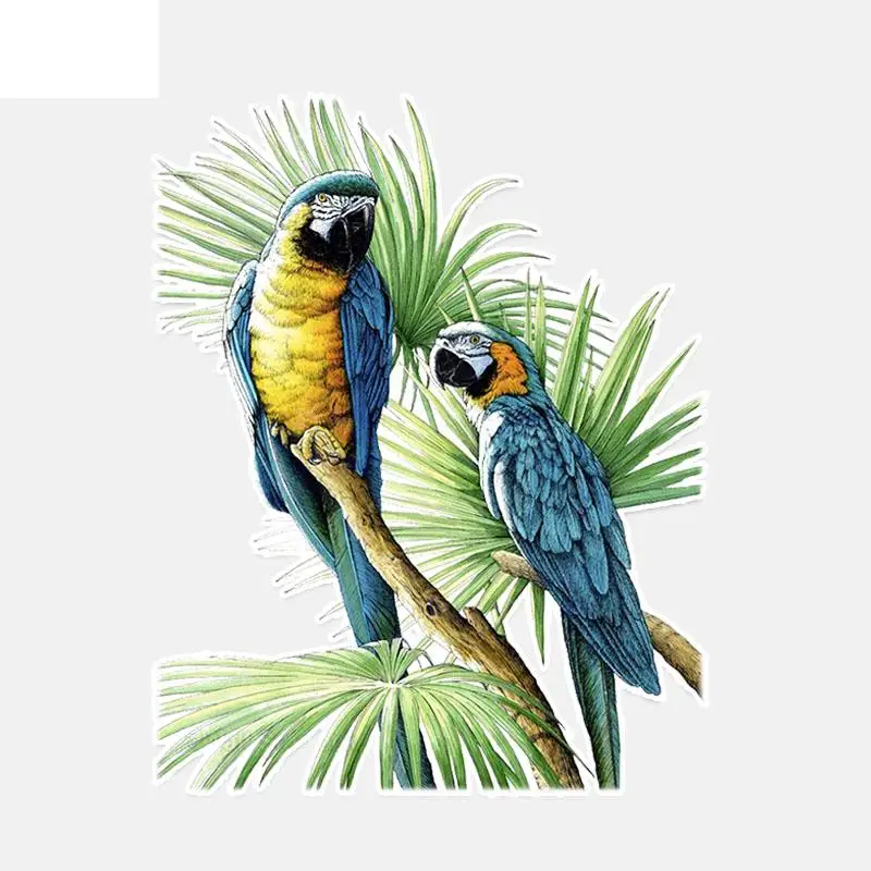 

Small Town 11.4*14.4CM Beautiful Two Parrot Decor PVC Personalized Car Sticker High Quality 11A0100