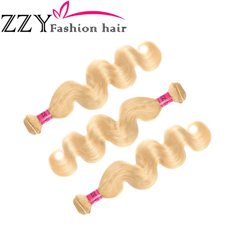 ZZY Fashion 613 блонд человеческие волосы пряди 3 шт. бразильские объемные волны натуральные кудрявые пучки волос 10-30 дюймов M не Реми волосы для наращивания