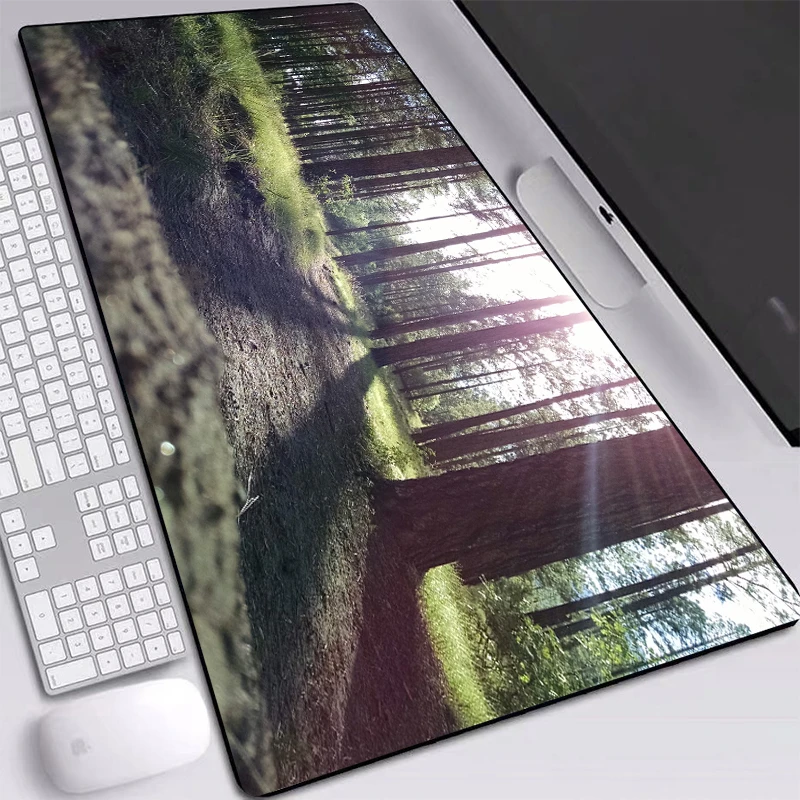 Big Keyboards Mat Gaming Mouse Mat HD Forest Picture Printed Mouse Pad Green Eye Protection Size 30x60/40x90cm For Desktop Pads images - 6