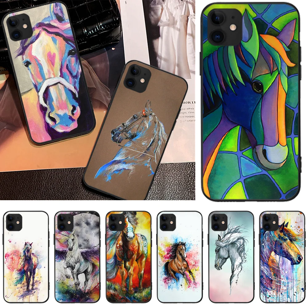 ByLoving акварель лошади милый чехол для iPhone 5C 6 6S 7 8 plus X XS XR MAX 11 pro Pro Max|Чехлы-накладки| |