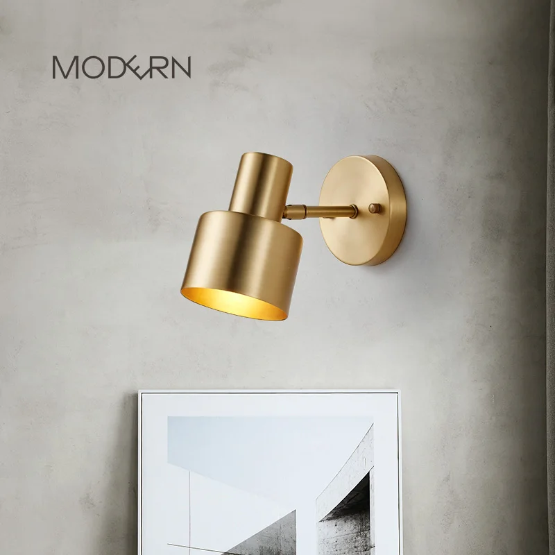 Современный скандинавский светодиодный настенный светильник E27 лампа медные бра