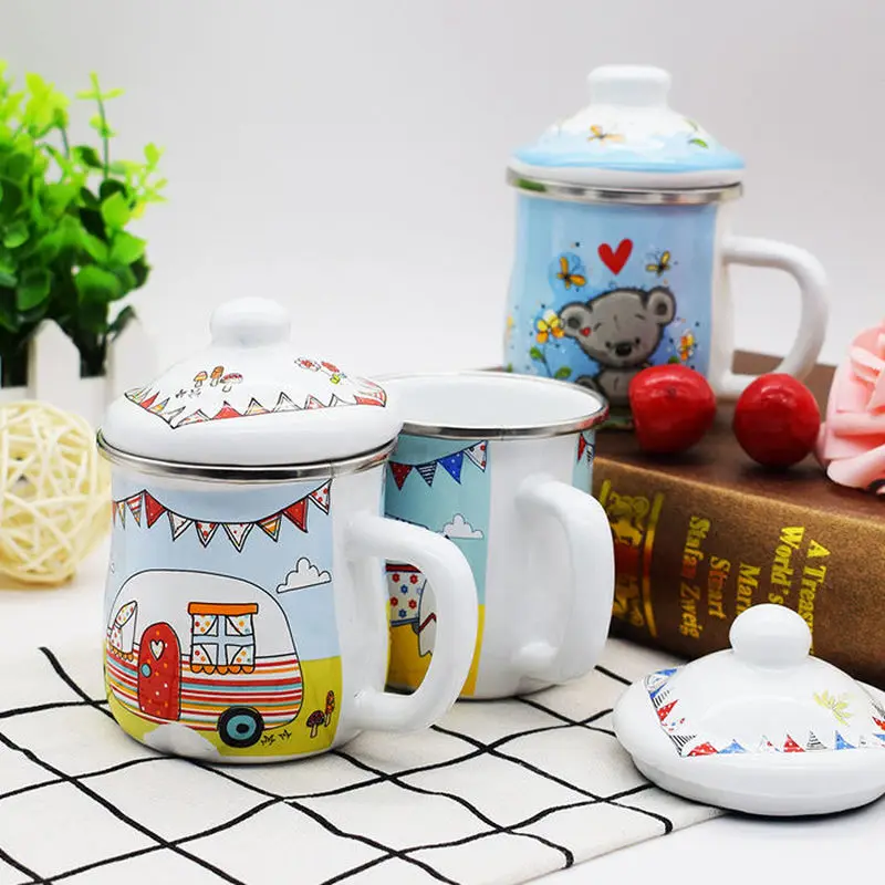 Креативная эмалированная детская чашка для завтрака молочный чай йогурта питья