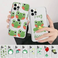 green funny the frog cute cartoon phone case for iphone 13 12 mini 11 pro xs max xr x 8 7 6 6s plus 5s cover