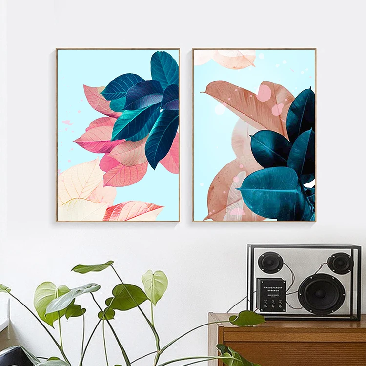 Nordic Green Plants Poster Wall Art Colorful Leaves Canvas Painting Beautiful Pictures for Living Room Home Decor | Дом и сад