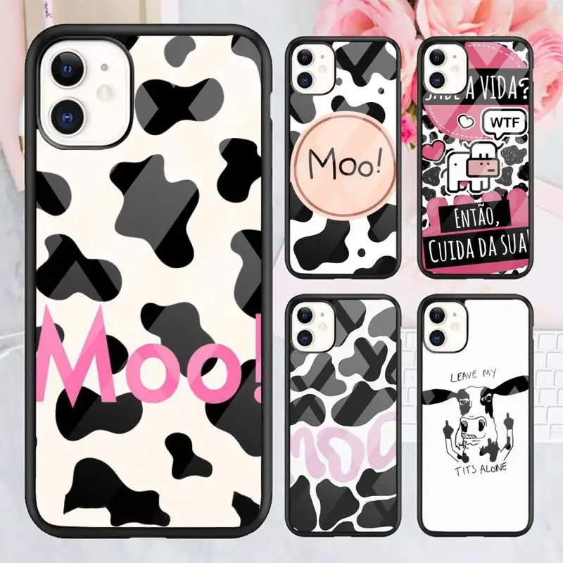 

Cow Print Black White Phone Case TPU+PC For iPhone X XR XS 11 12 mini Pro MAX 7 8 Plus