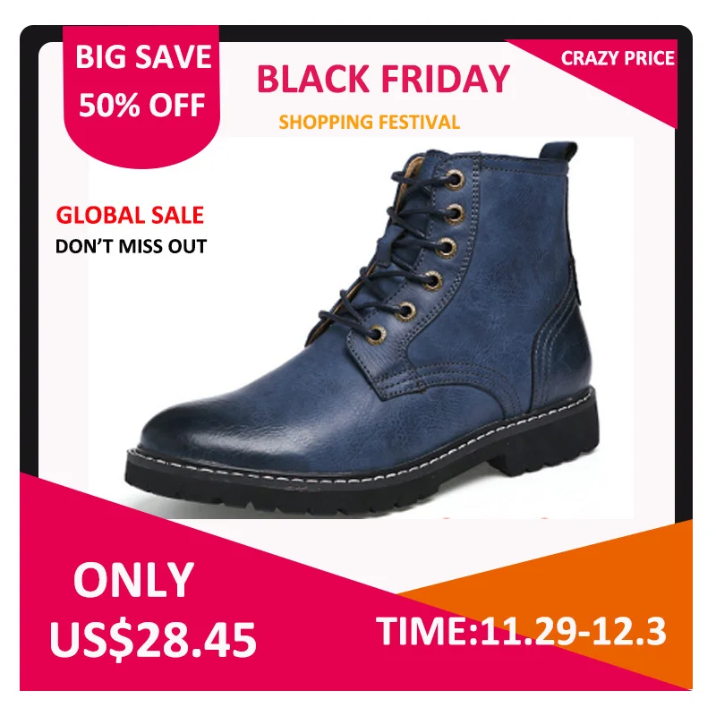 Мужские кожаные ботинки с меховой подкладкой в английском стиле|Мотоциклетные