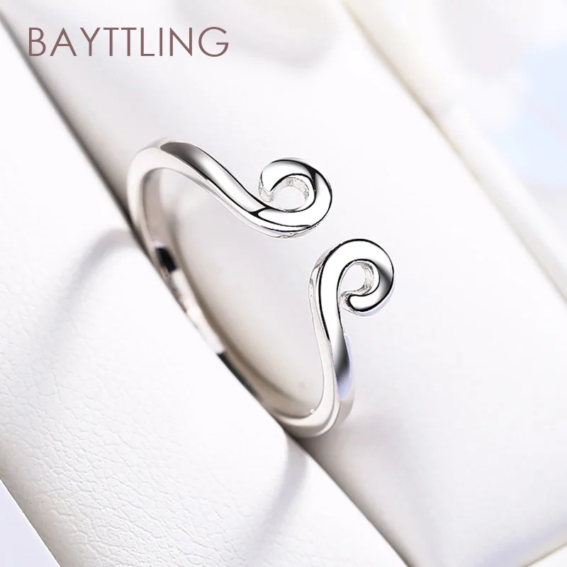 

BAYTTLING Silver Color Open Ring For Woman Man Fashion Wedding Jewelry Couple Ring Gift