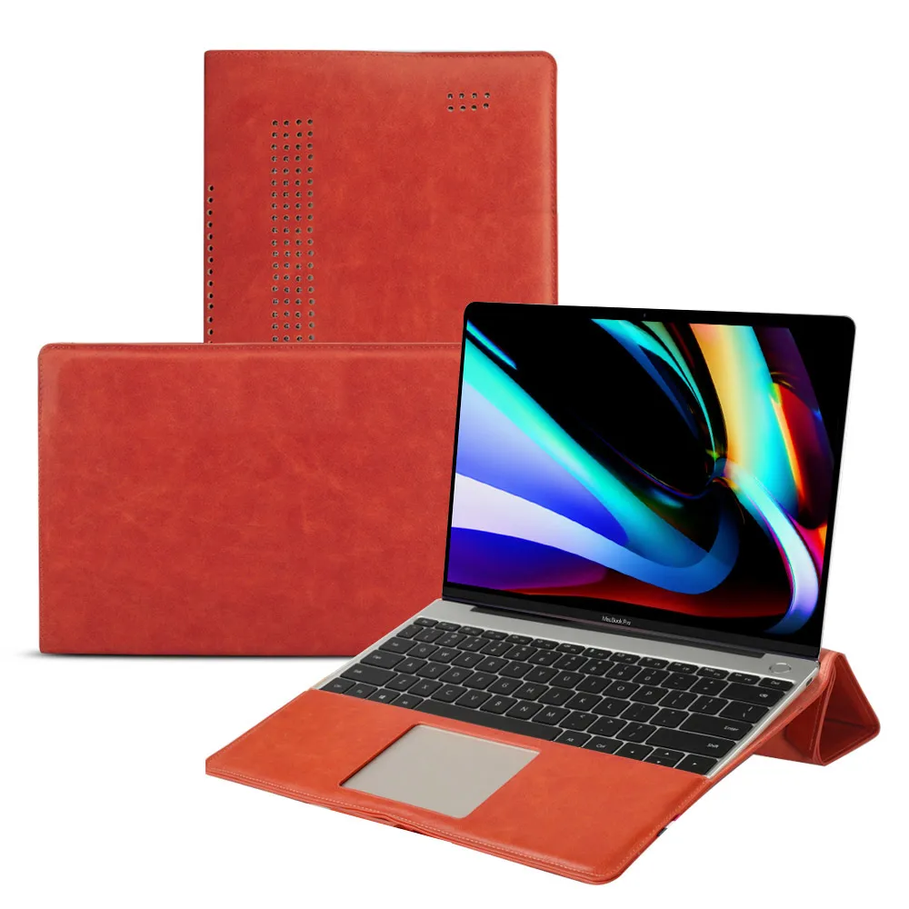 Red Чехол для ноутбука из искусственной кожи для MacBook Pro, 16 дюймов, защита для угла, ударопрочный чехол для планшета, чехол для MacBook Pro, чехол для ноутбука+ кронштейн - Цвет: Red