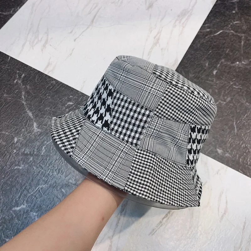 202103-xxYY new spring  Street Fashion   houndstooth  Splicing plaid sun  cap  men  women leisure hat