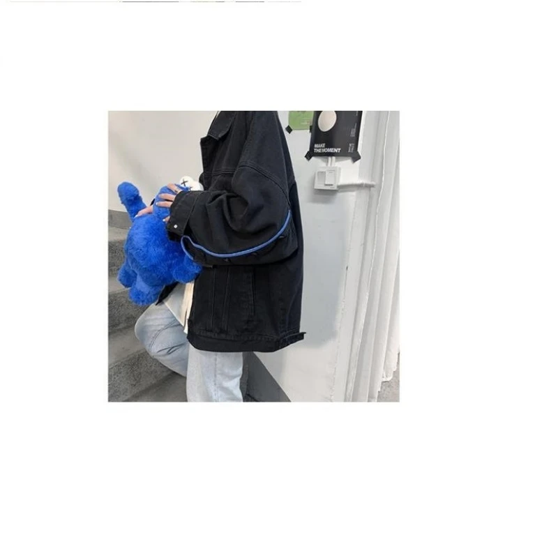 

Women's Black Denim Outerwear 2021 New Spring Autumn Female's Loose Vintage Fried Street Salt Top