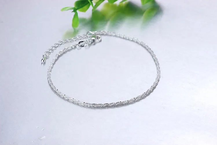 

Thin 925 Sterling Silver Shiny Chains Bracelet For Women Girls Friend Jewelry Korean Fashion Trendy Jewelry