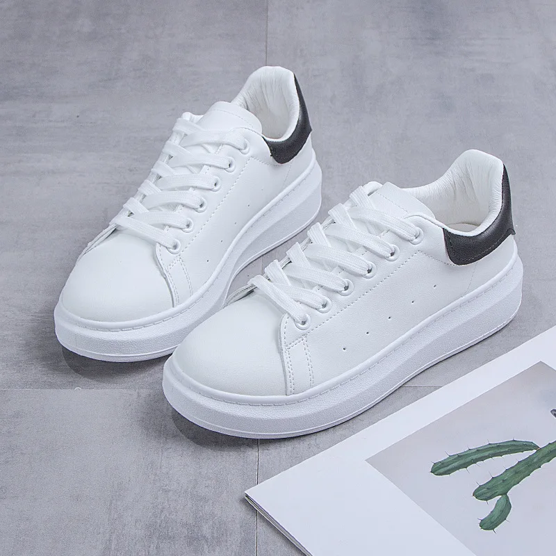 

2020 New Spring Tenis Feminino Lace-up White Shoes Woman PU Leather Solid Color Female Shoes Casual Women Shoes Sneakers