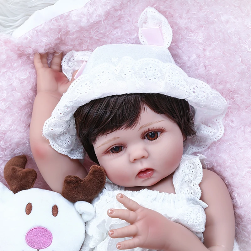 NPK 48 см очень мягкая гибкая полноразмерная силиконовая кукла младенец девочка