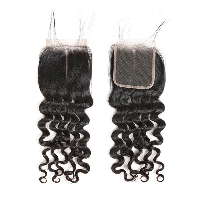 Ali queen hair Products Бразильский Натуральный волнистый девственные человеческие волосы 3 пучка с 4x4 кружевной чехол
