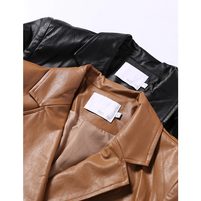 Fitaylor/Весенняя однотонная куртка из мягкой искусственной кожи Женская Осенняя