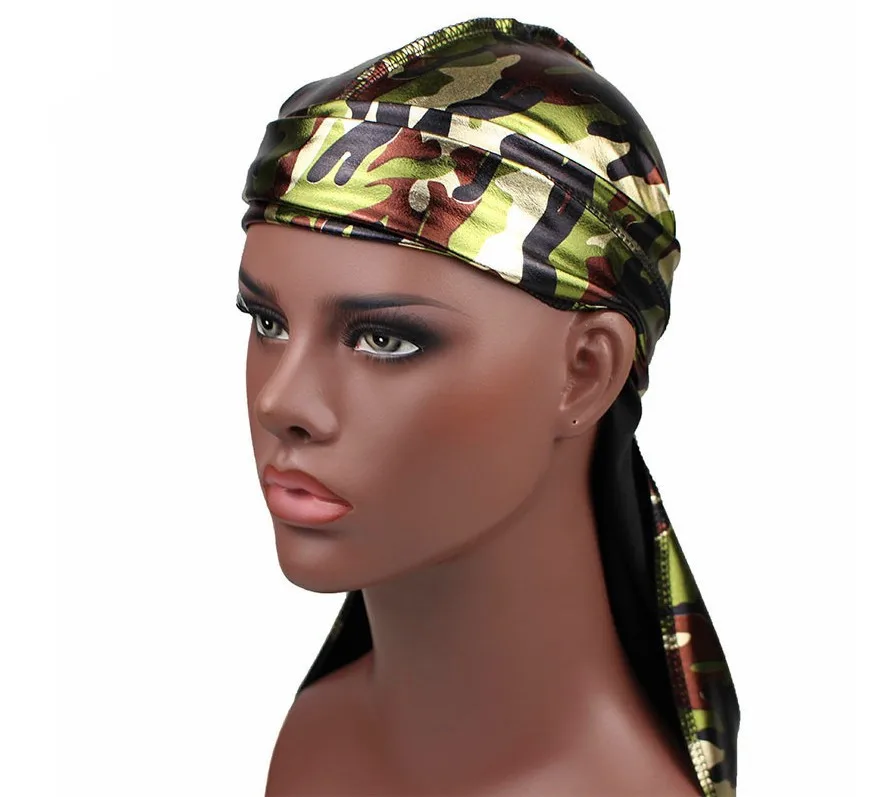 Sequin Durag длинная шелковая атласная дышащая тюрбан Байкерская Кепка для головы