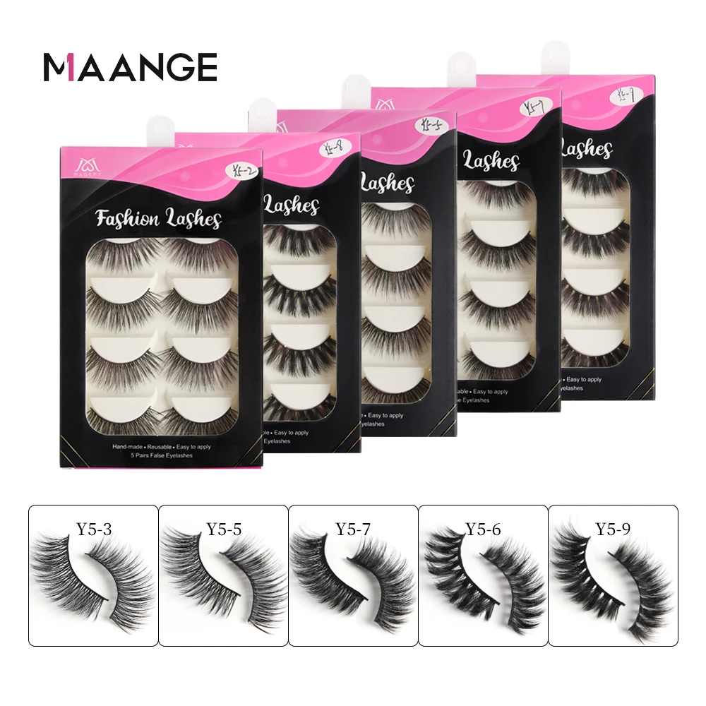 MAANGE 5 пар 3D естественные Ложные ресницы ручной работы Мульти Слои длинные из меха