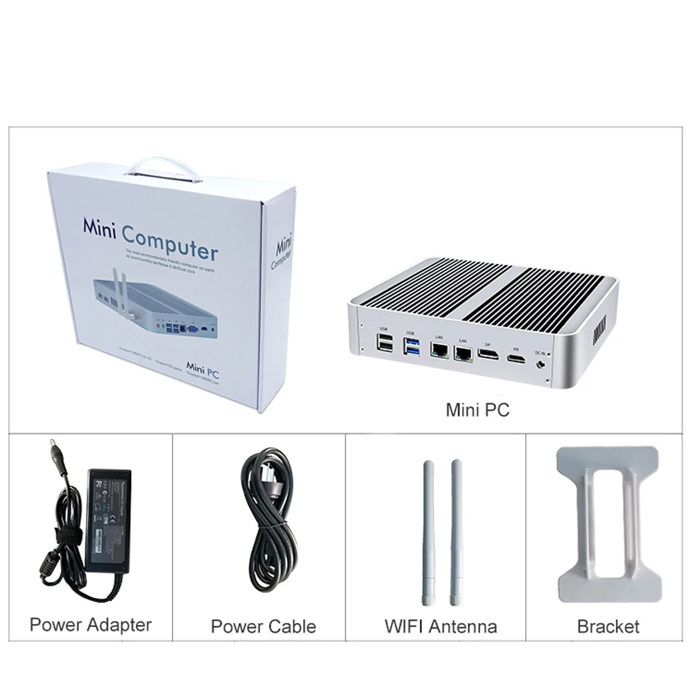 

Fanless Micro Computer Mini Pc Windows 7 10 Linux Intel Core I5 7260U DP HDMI 8xUSB DesKtop Gaming PC 2*DDR4 M.2 SSD 2*Ethernet