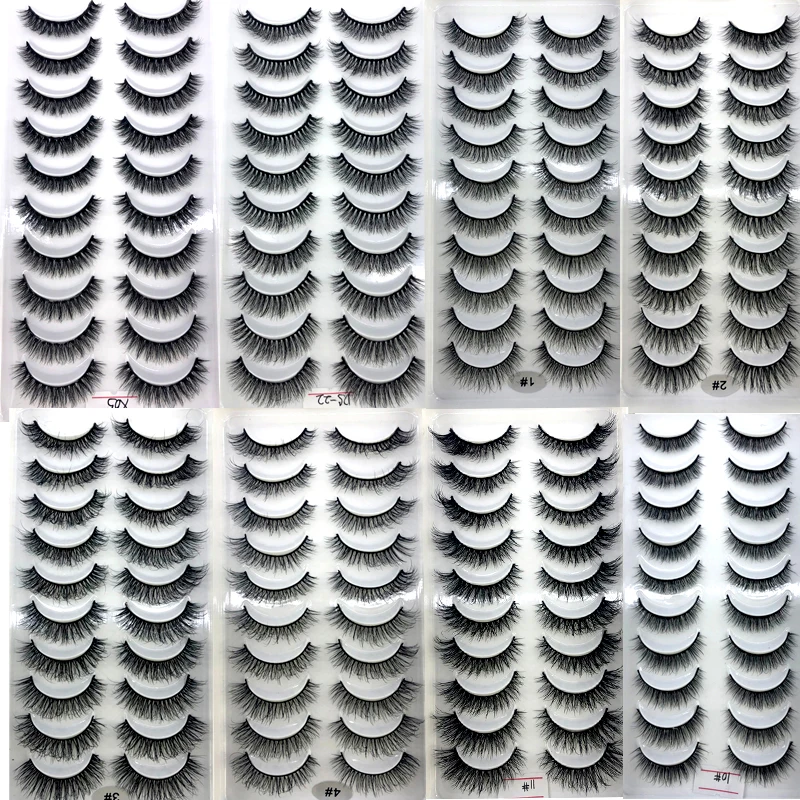 HBZGTLAD-pestañas postizas 3D de visón falso, pestañas postizas largas naturales, suaves y esponjosas, voluminosas, maquillaje reutilizable, 200/500/1000 pares